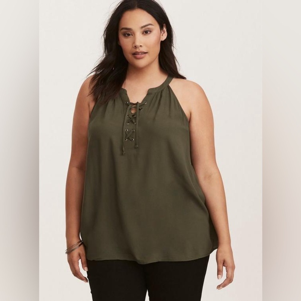 Torrid Lace Up Mock Neck Tank Top